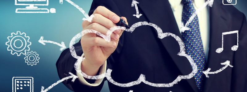 Businessman with cloud computing